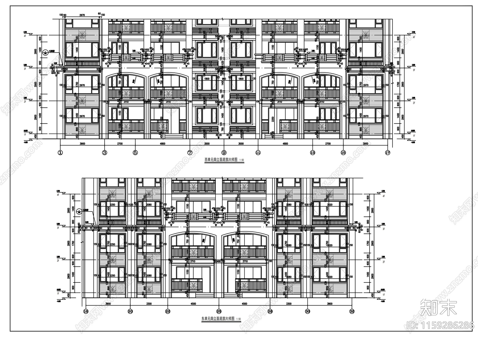 欧式简约十八层二连板住宅建筑cad施工图下载【ID:1159286286】