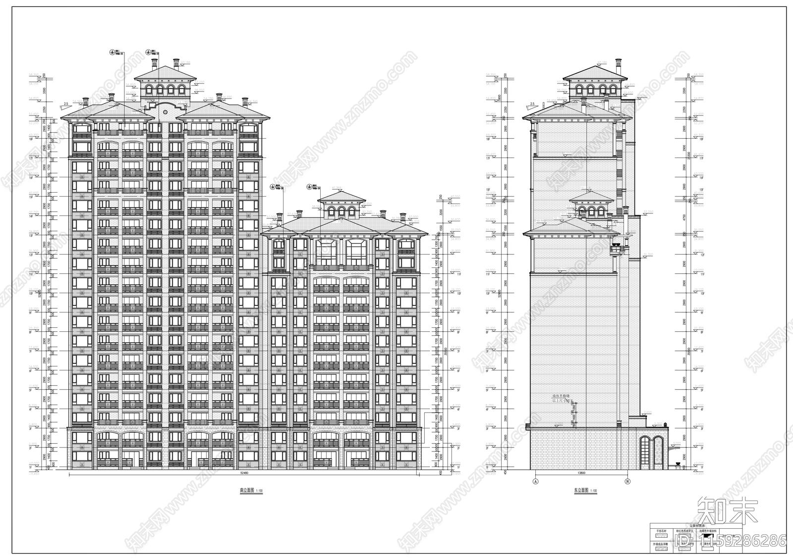 欧式简约十八层二连板住宅建筑cad施工图下载【ID:1159286286】