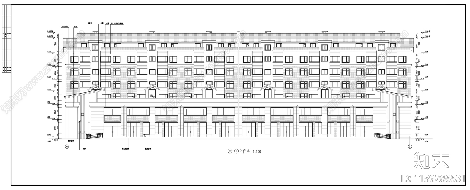 中式6层高档公寓cad施工图下载【ID:1159286531】