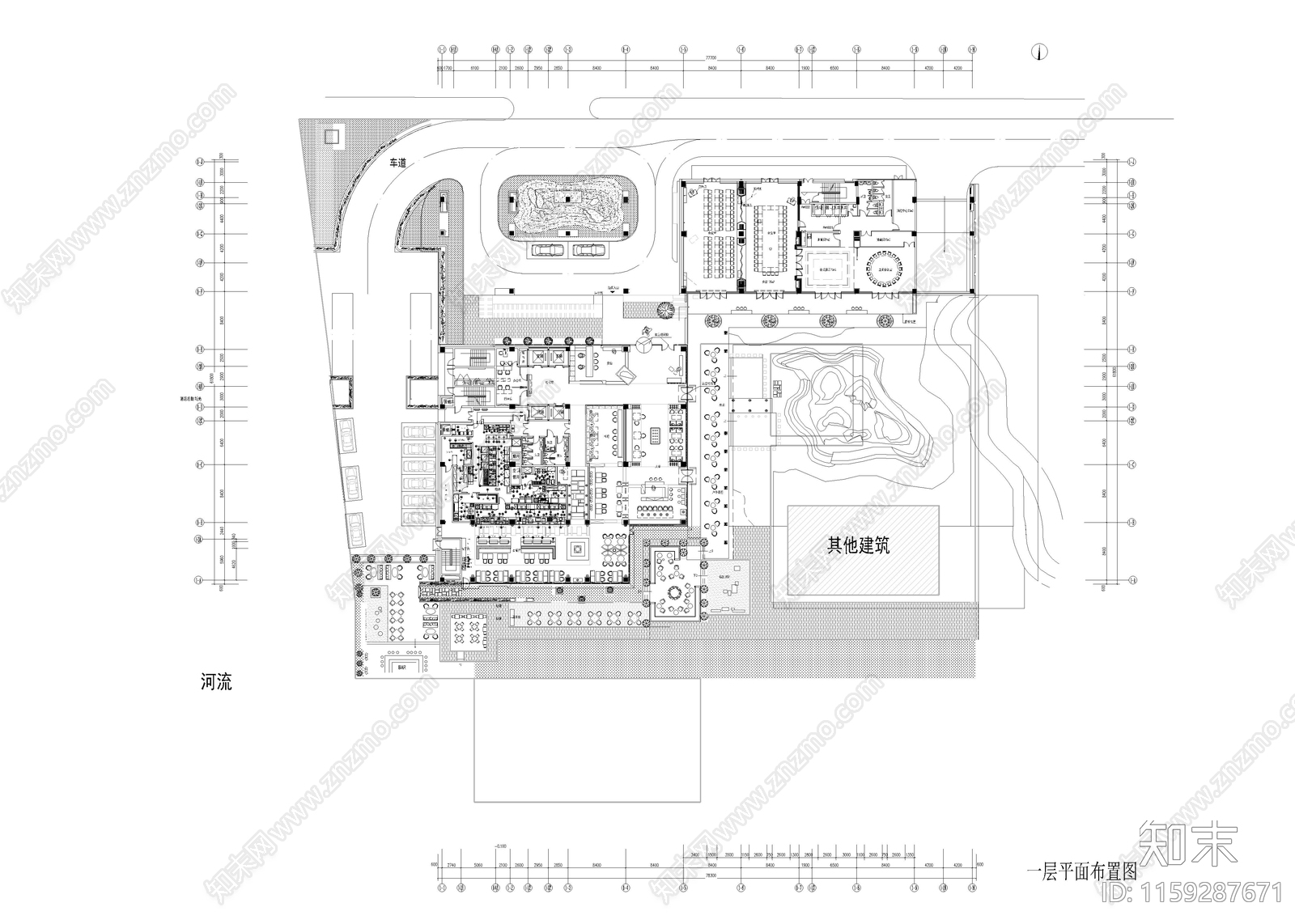 19500㎡高端民宿cad施工图下载【ID:1159287671】