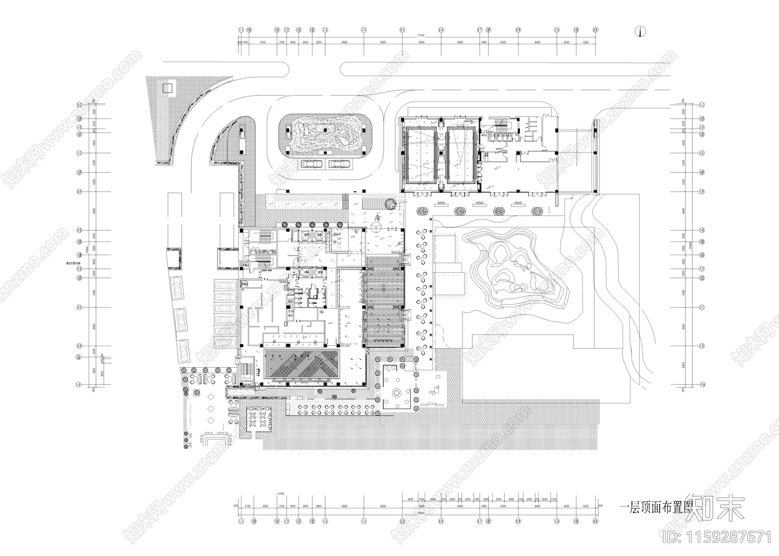 19500㎡高端民宿cad施工图下载【ID:1159287671】