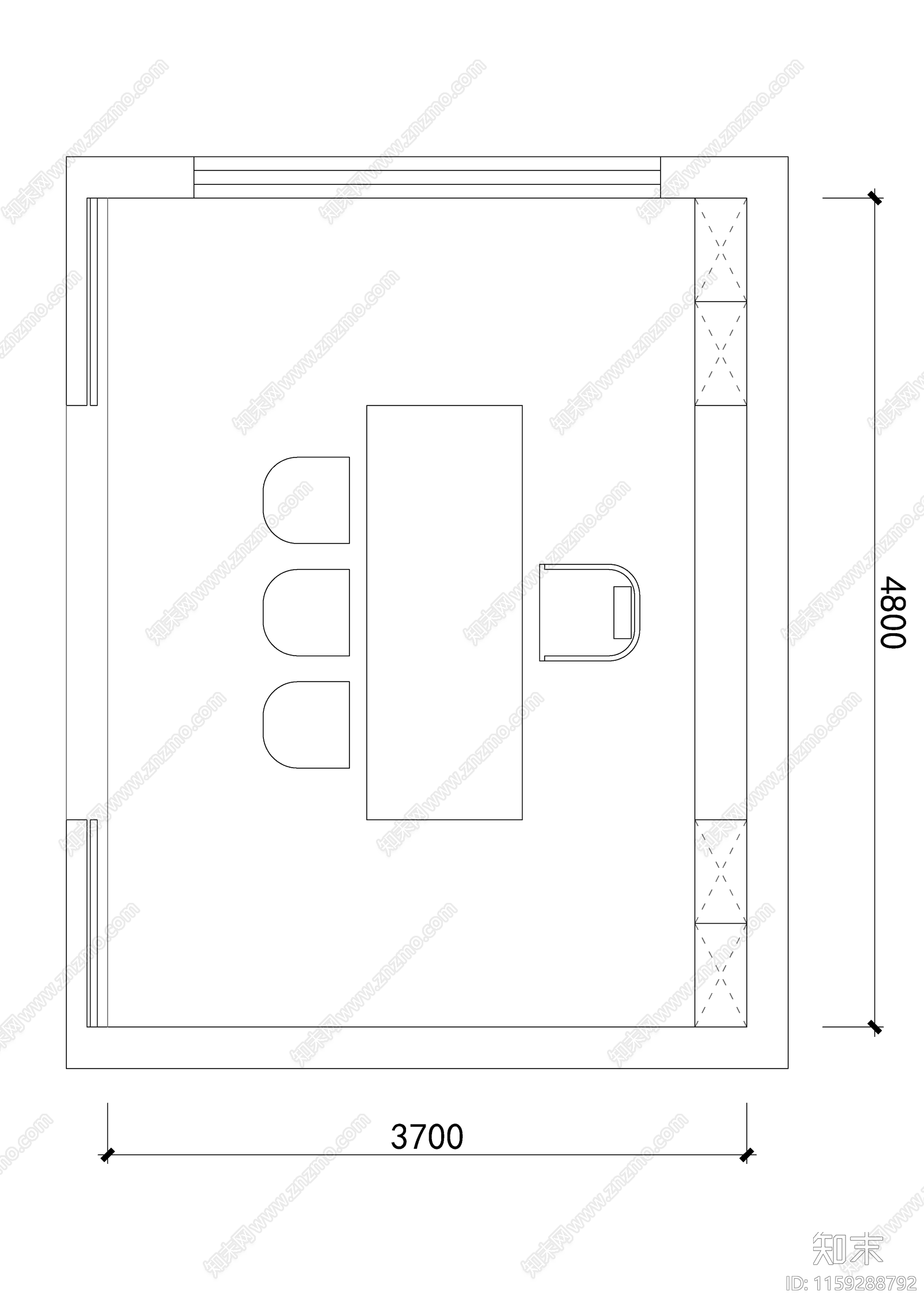 100个书房平面图块cad施工图下载【ID:1159288792】