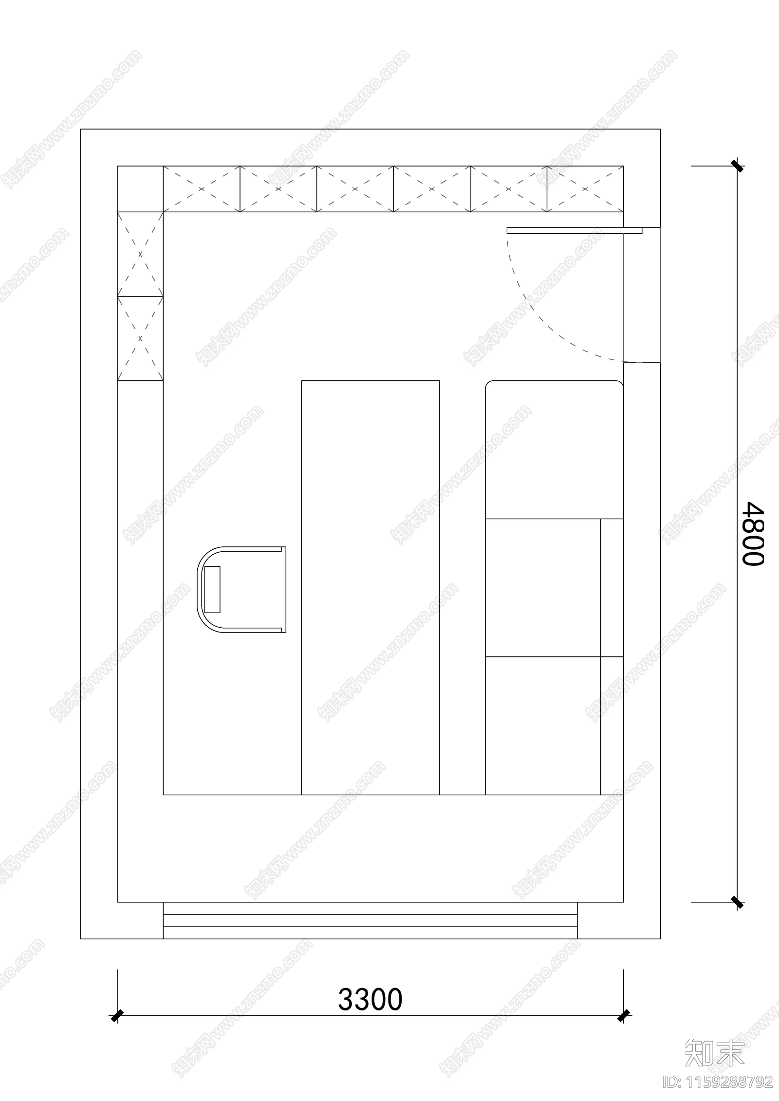 100个书房平面图块施工图下载【ID:1159288792】