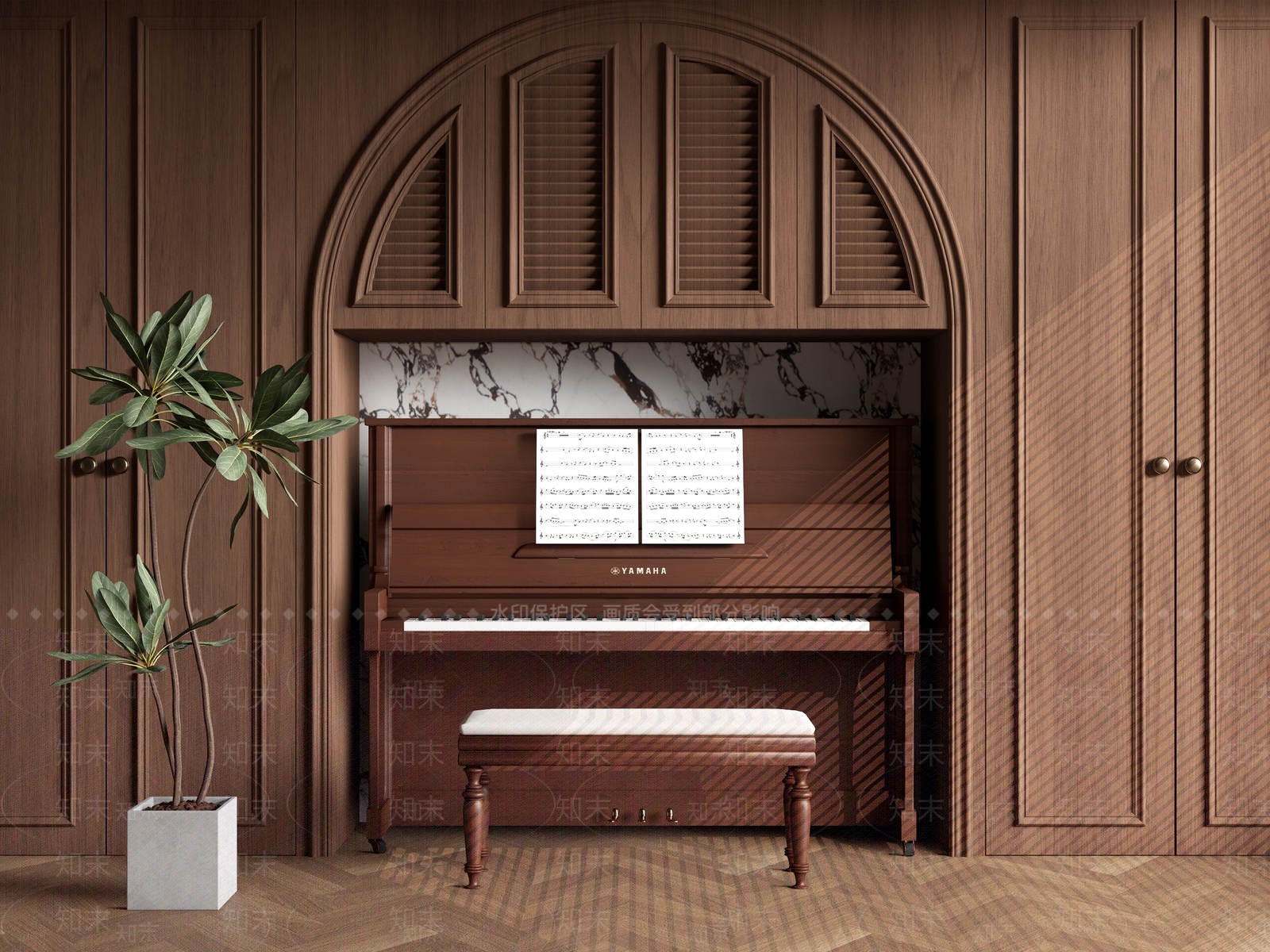 美式中古钢琴SU模型下载【ID:1159292052】