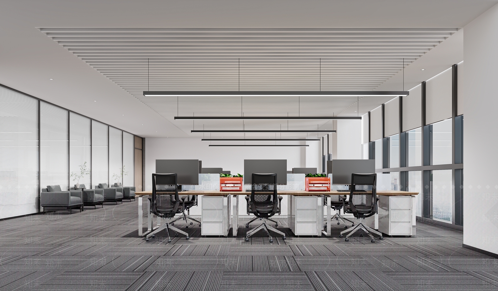 现代公开场办公室过道3D模型下载【ID:1159297041】
