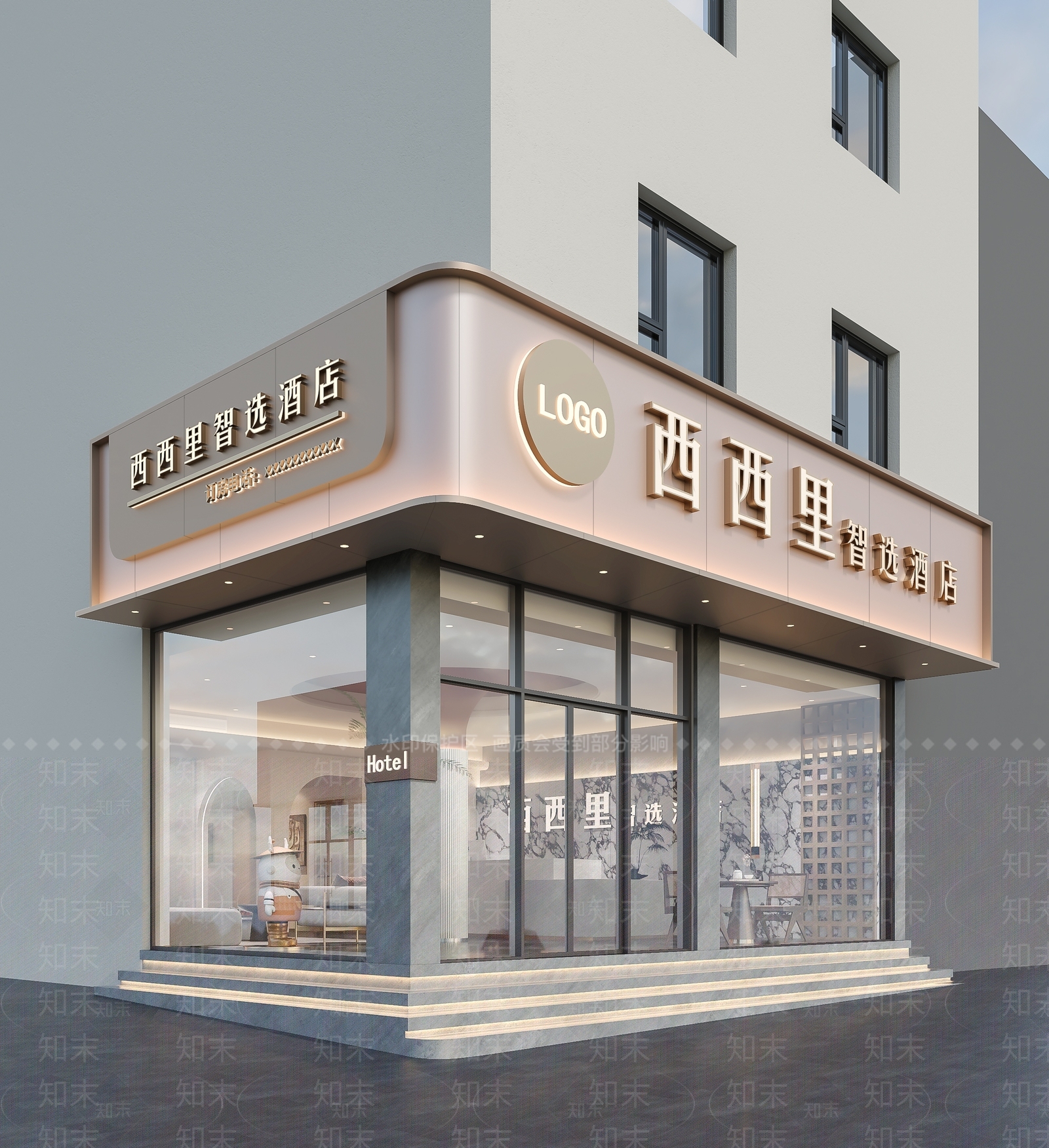 门头3D模型渲染效果图