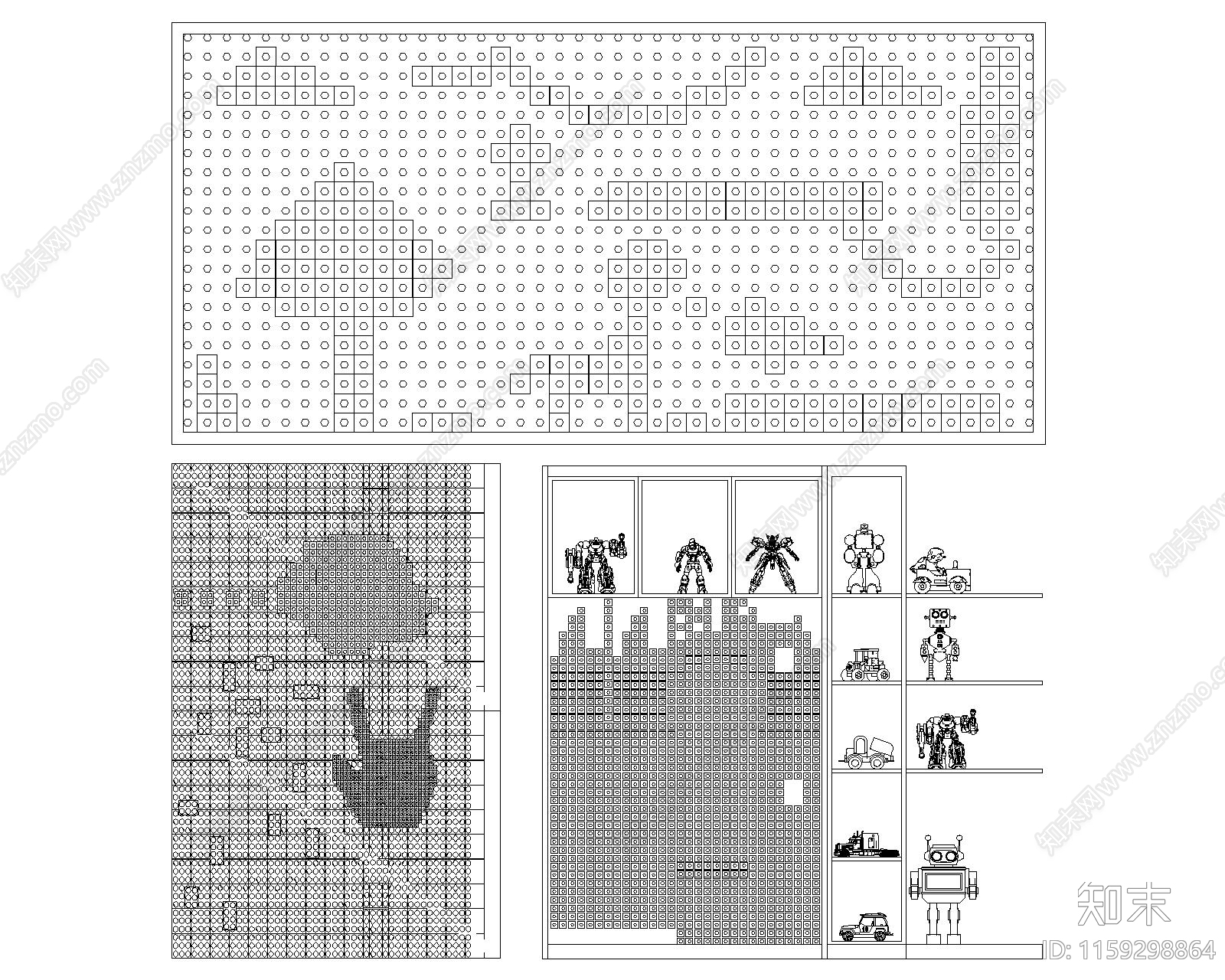 乐高积木玩具墙cad施工图下载【ID:1159298864】