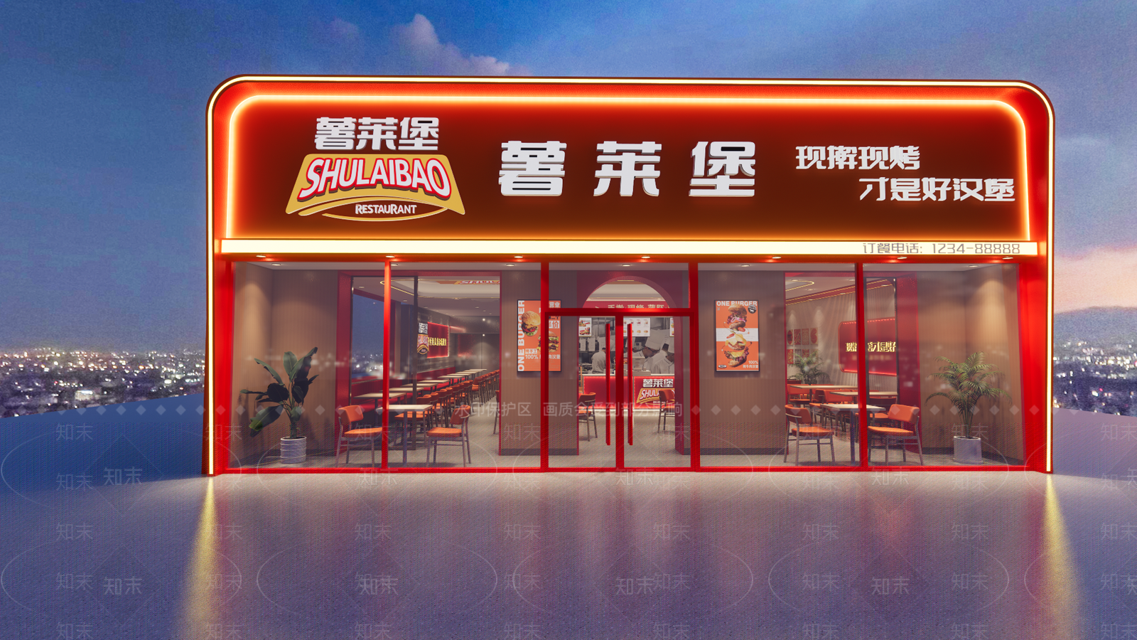 现代汉堡店小吃店SU模型下载【ID:1161943740】