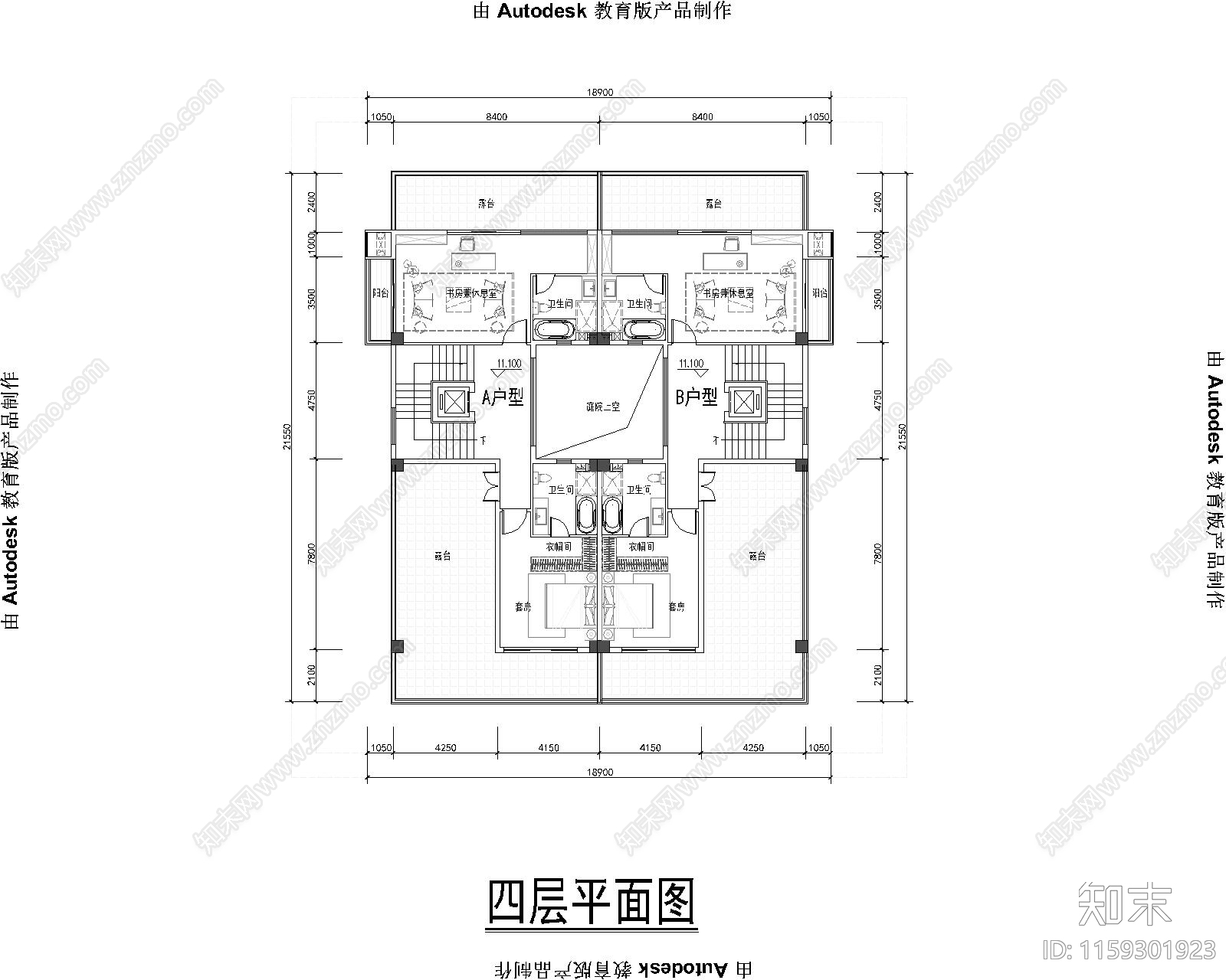 580㎡别墅平面图cad施工图下载【ID:1159301923】