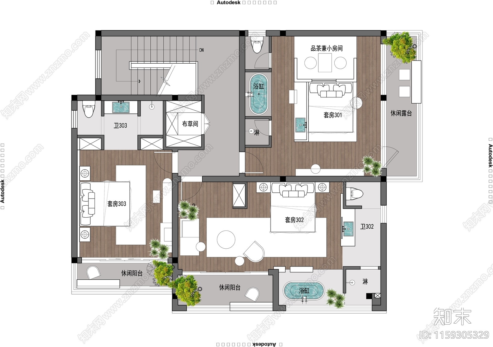 莫干山民宿cad施工图下载【ID:1159305329】