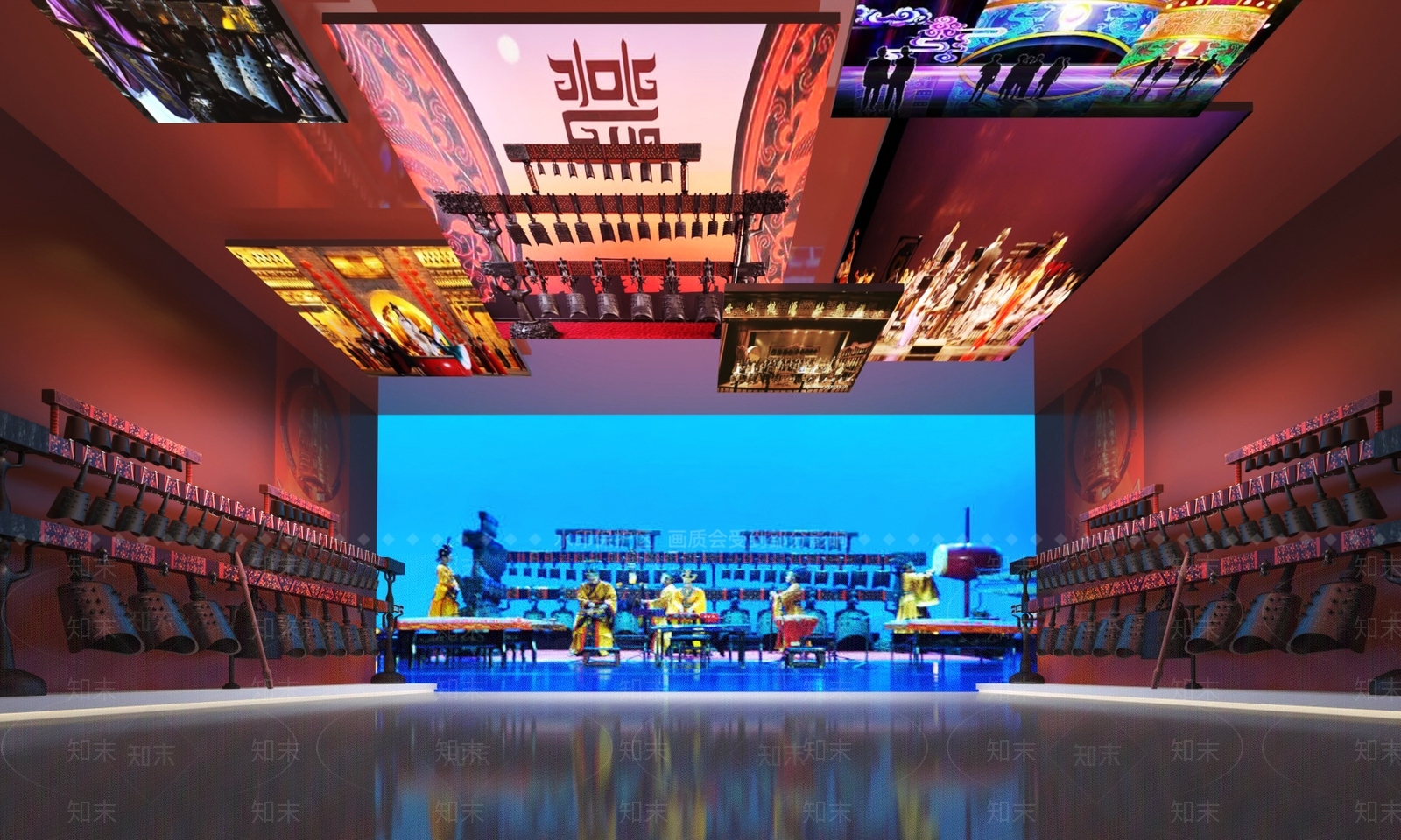 新中式编钟文化展厅3D模型下载【ID:1159311337】