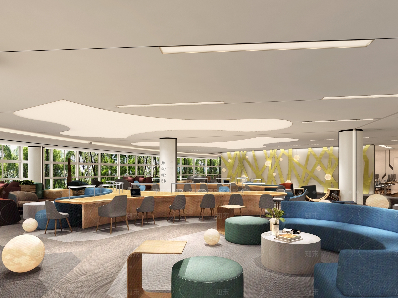 现代学习图书馆3D模型下载【ID:1159316525】