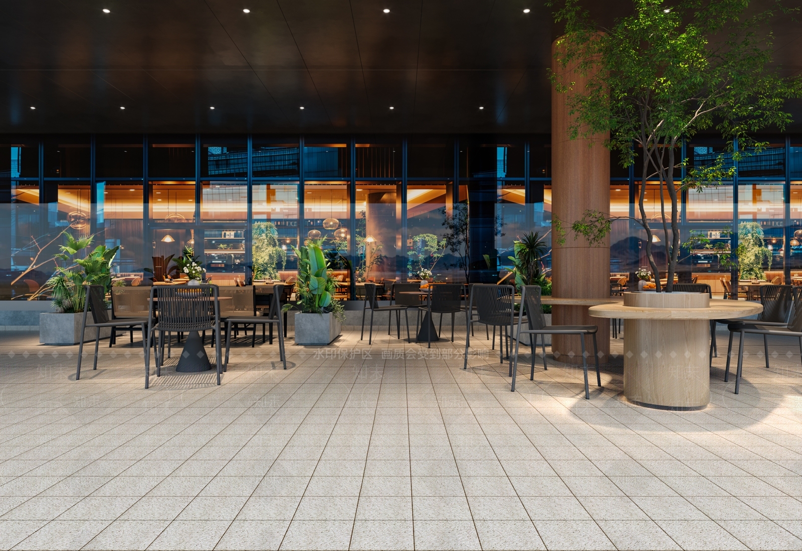 现代室外餐厅3D模型下载【ID:1159320346】