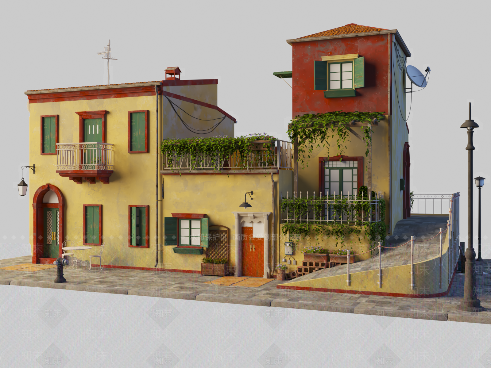 简欧欧式街区3D模型下载【ID:1159321357】