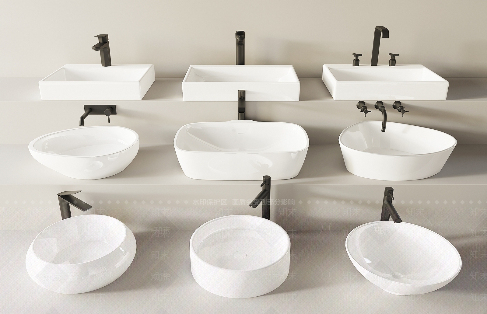 现代洗手盆3D模型下载【ID:1159321612】