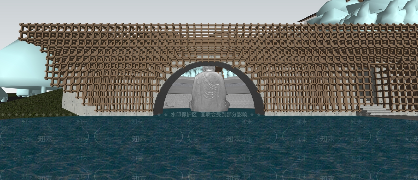 现代禅修佛教文化建筑SU模型下载【ID:1159322011】