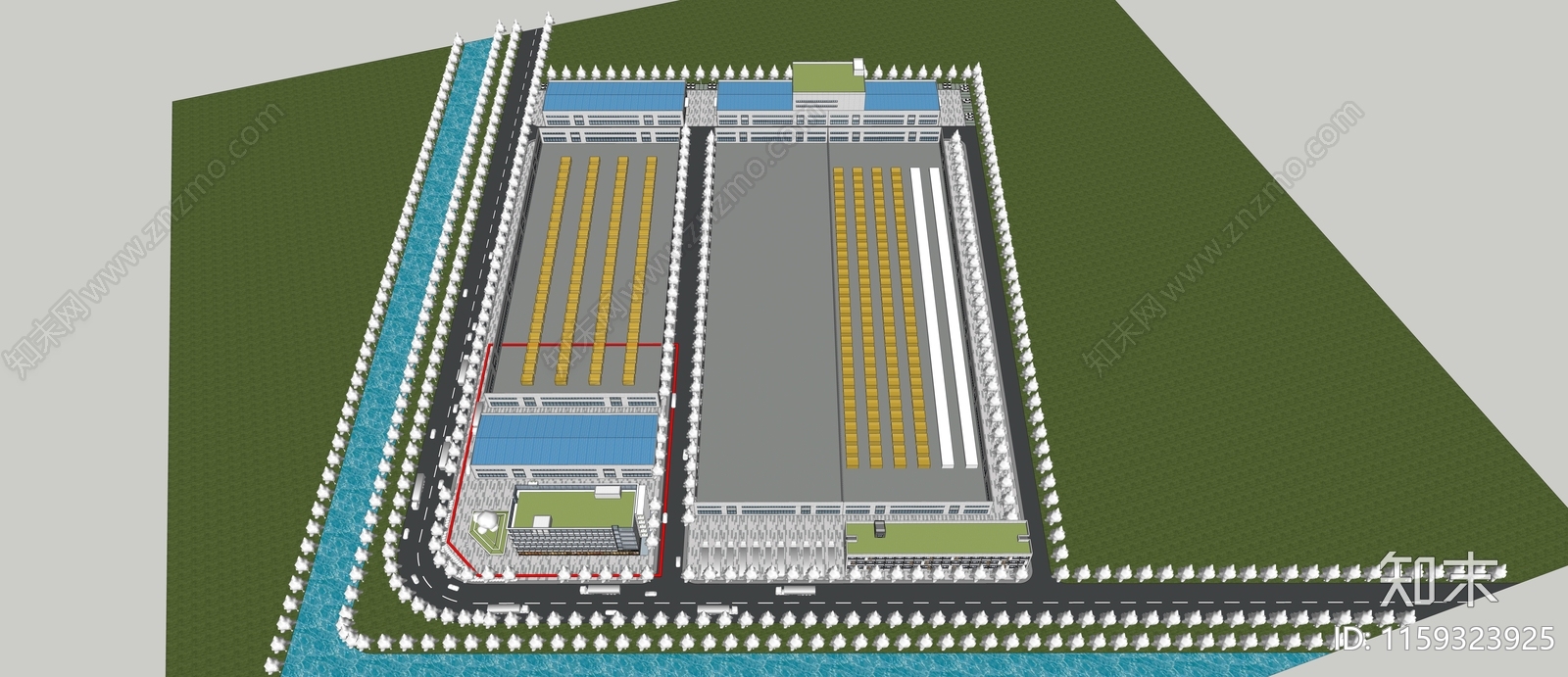 现代厂区SU模型下载【ID:1159323925】