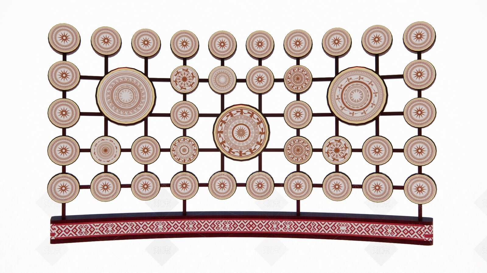 新中式少数民族铜鼓文化雕塑小品SU模型下载【ID:1159343392】