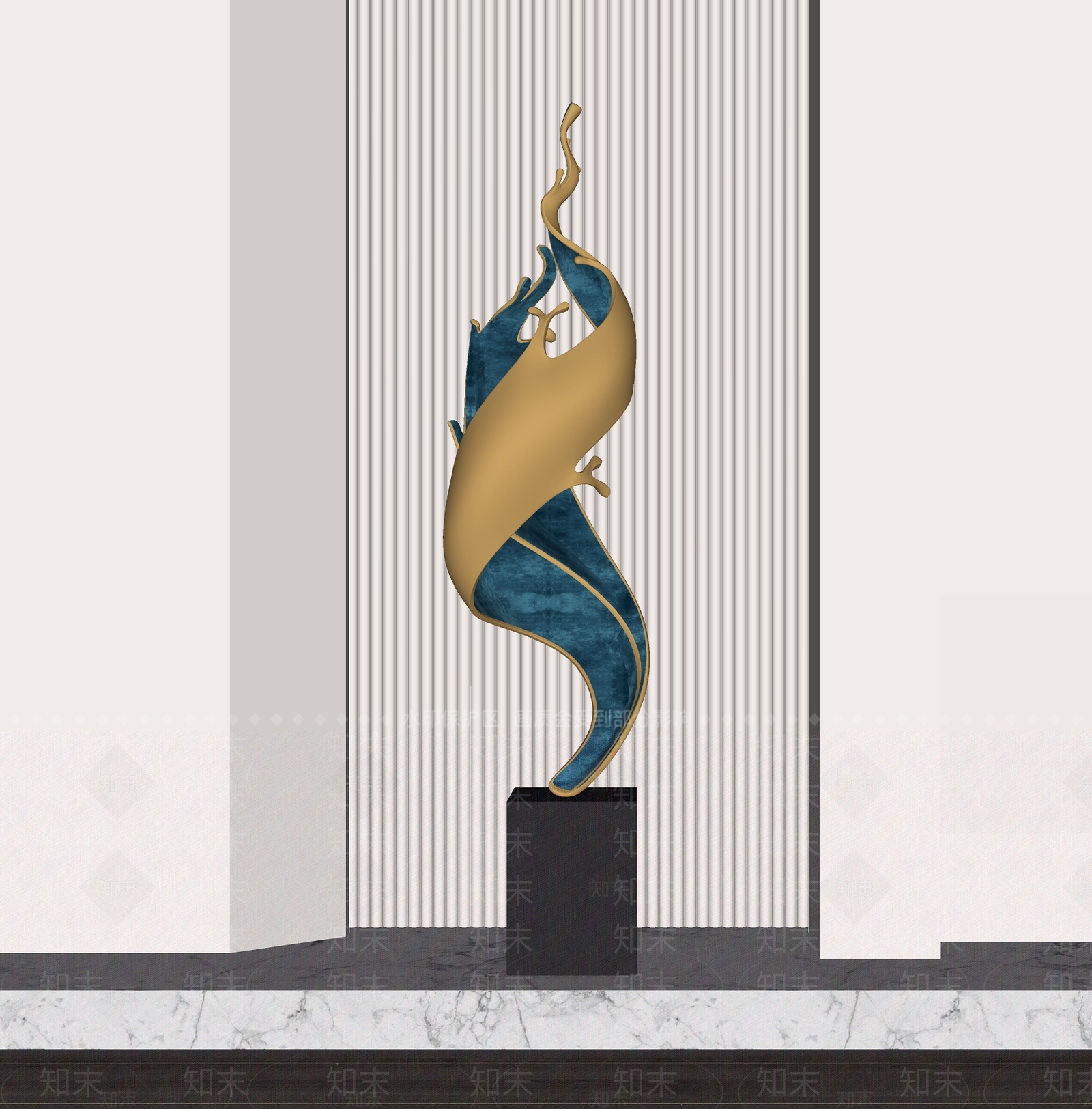 现代抽象金属雕塑摆件SU模型下载【ID:1159344683】