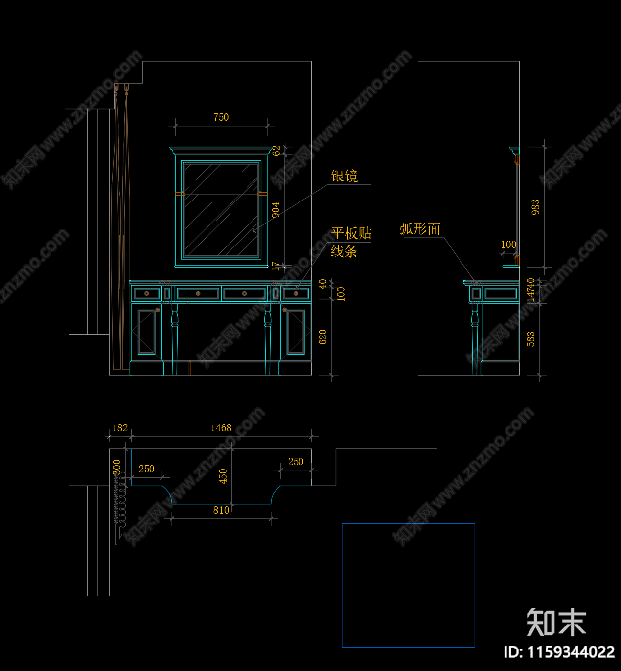 衣帽间cad施工图下载【ID:1159344022】