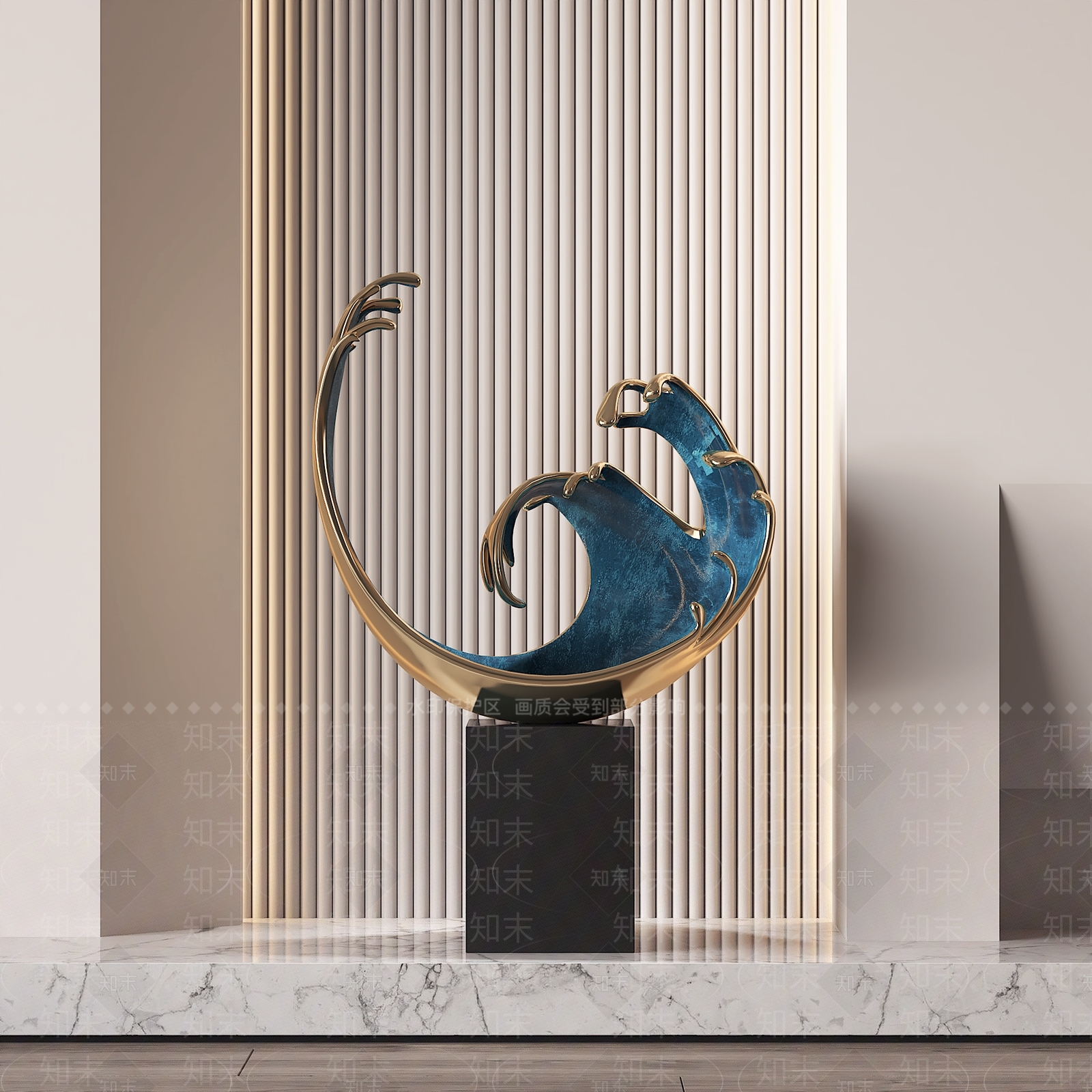 现代抽象金属雕塑摆件SU模型下载【ID:1159344825】