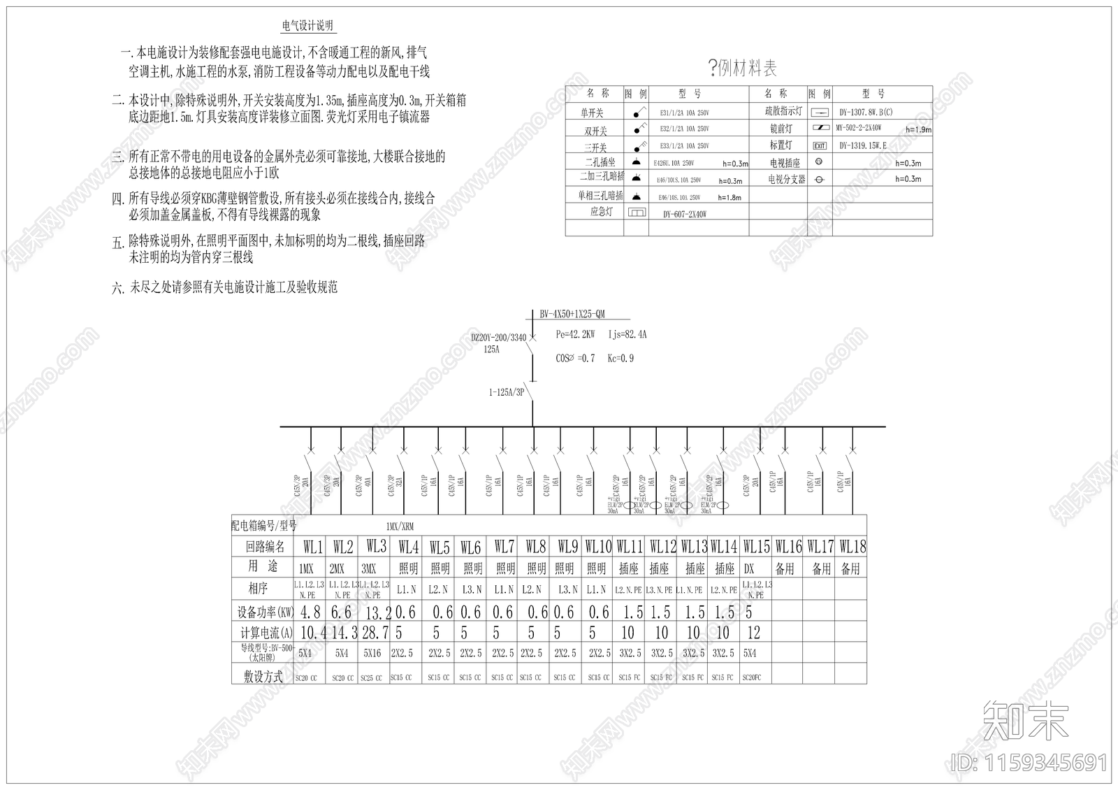 某洗浴中心电气图施工图下载【ID:1159345691】