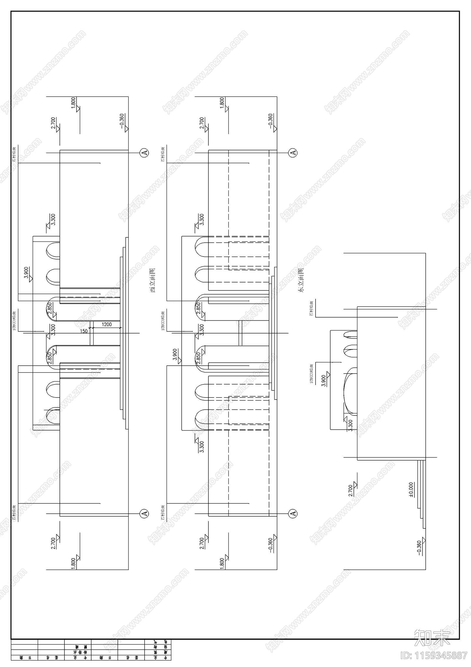 洗浴室建筑cad施工图下载【ID:1159345887】