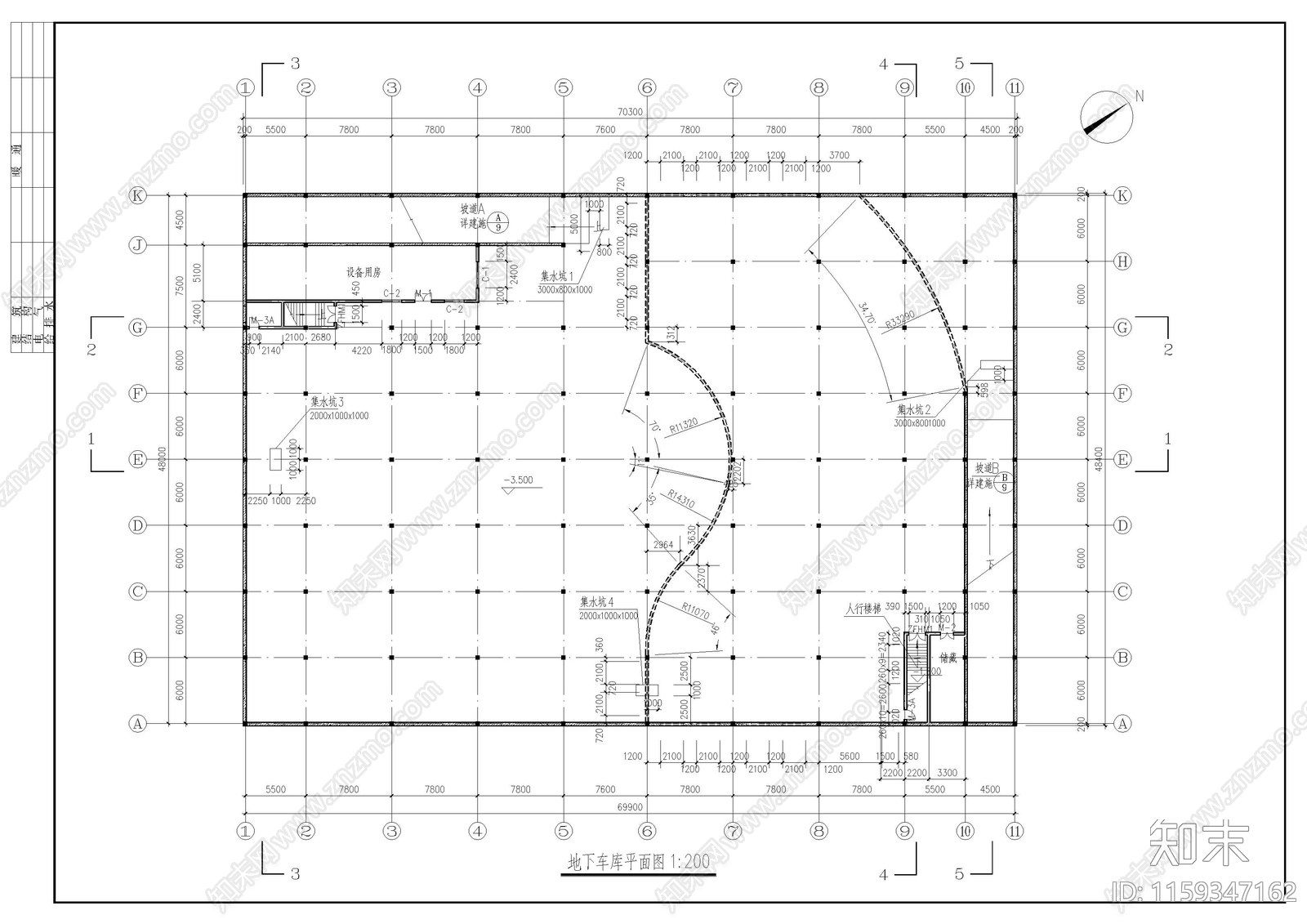 小区停车场平面布置图cad施工图下载【ID:1159347162】