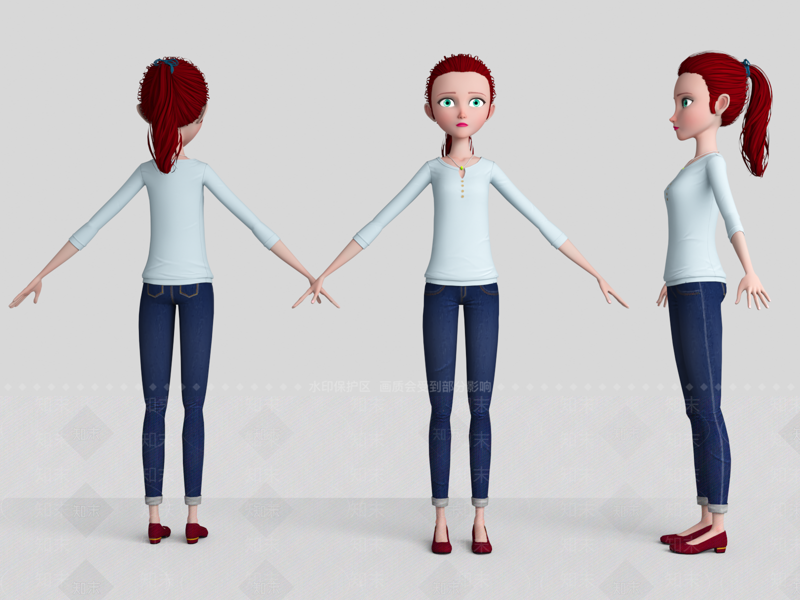 卡通美女3D模型下载【ID:1159348558】