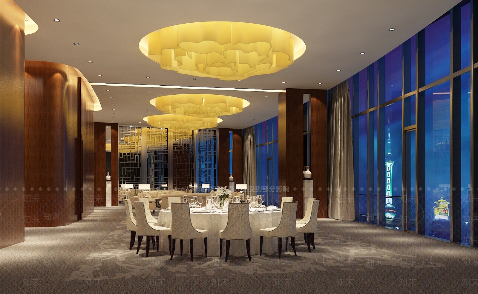 现代酒店餐饮包厢3D模型下载【ID:1159349261】