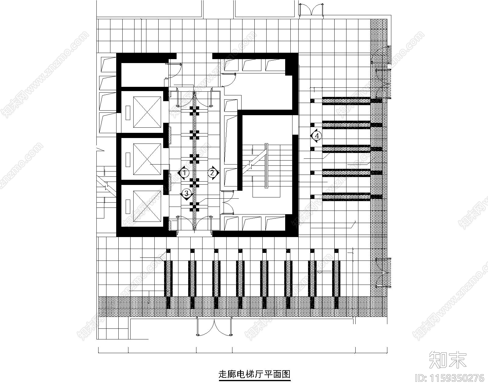 物委办公楼电梯厅详图cad施工图下载【ID:1159350276】