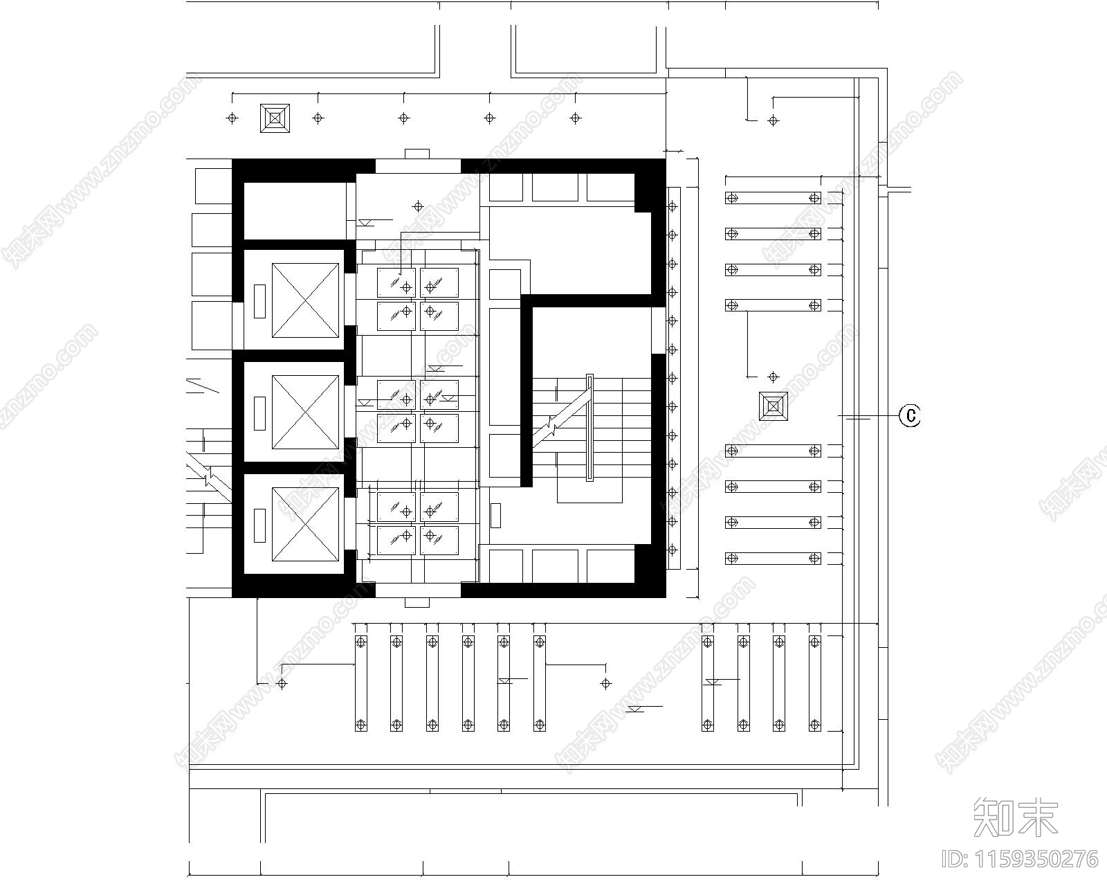 物委办公楼电梯厅详图cad施工图下载【ID:1159350276】