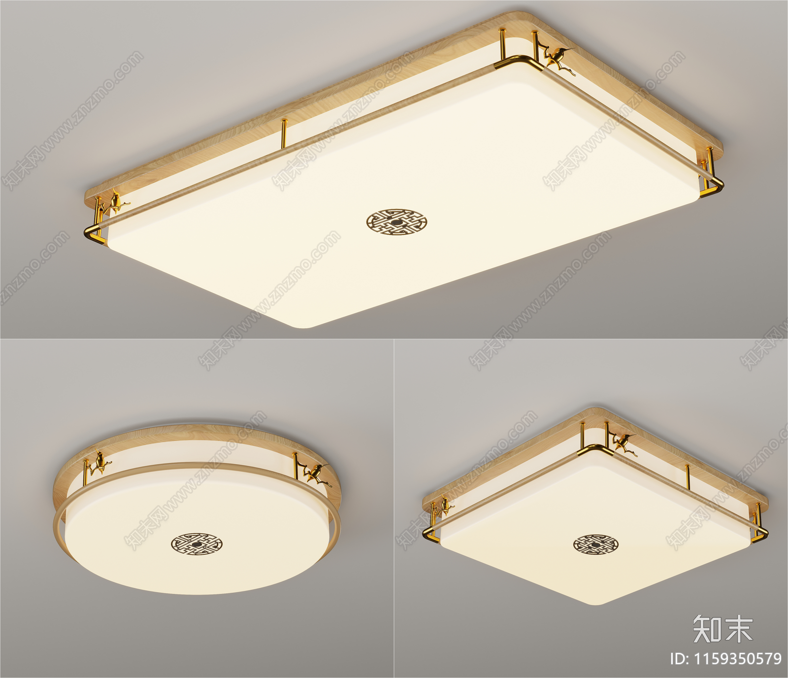 新中式吸顶灯3D模型下载【ID:1159350579】