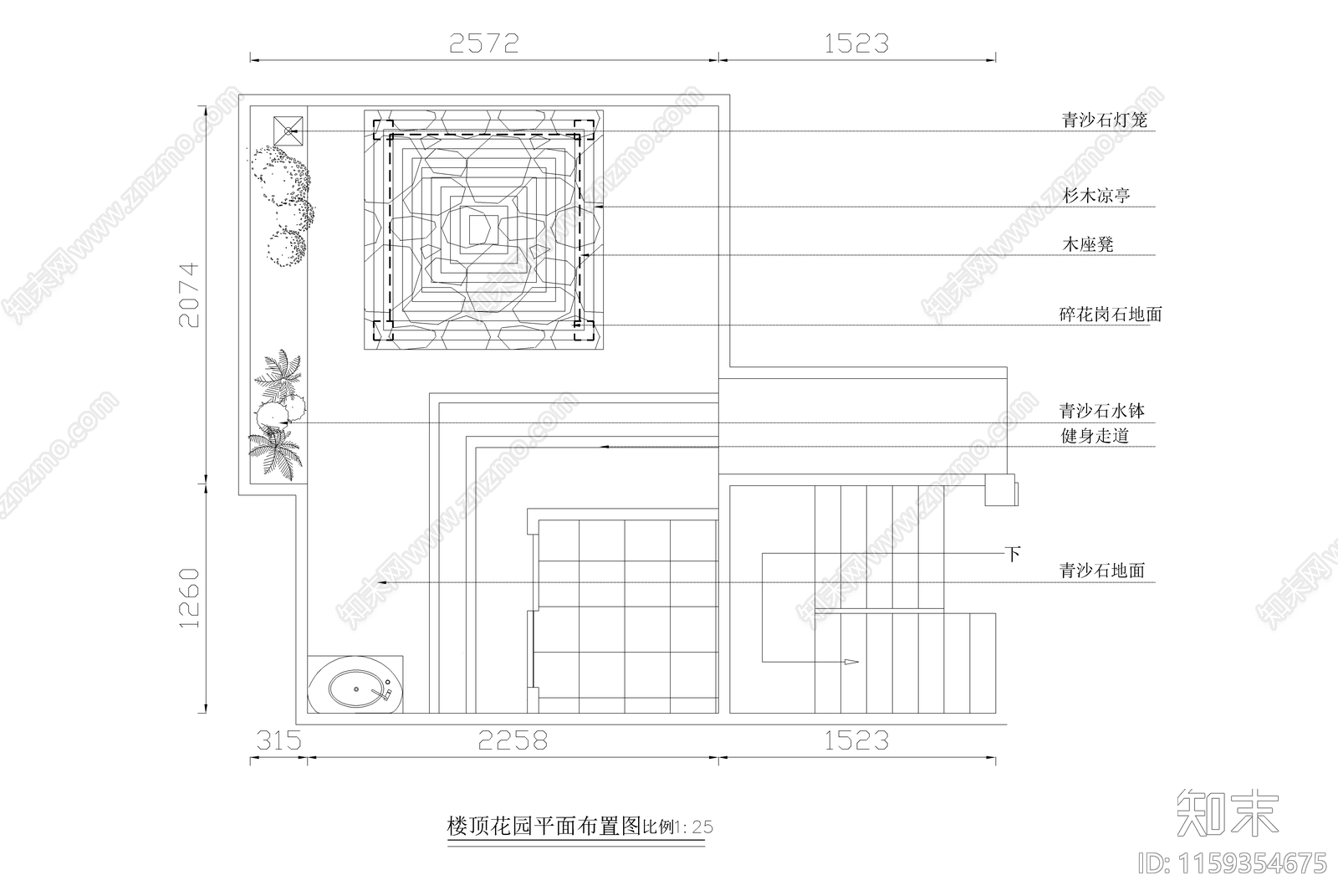 屋顶花园及庭院景观全套图纸cad施工图下载【ID:1159354675】