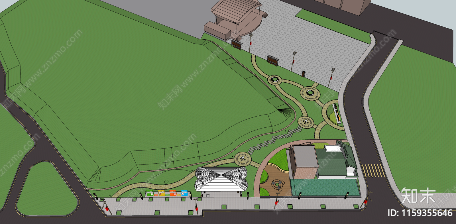 现代口袋公园SU模型下载【ID:1159355646】