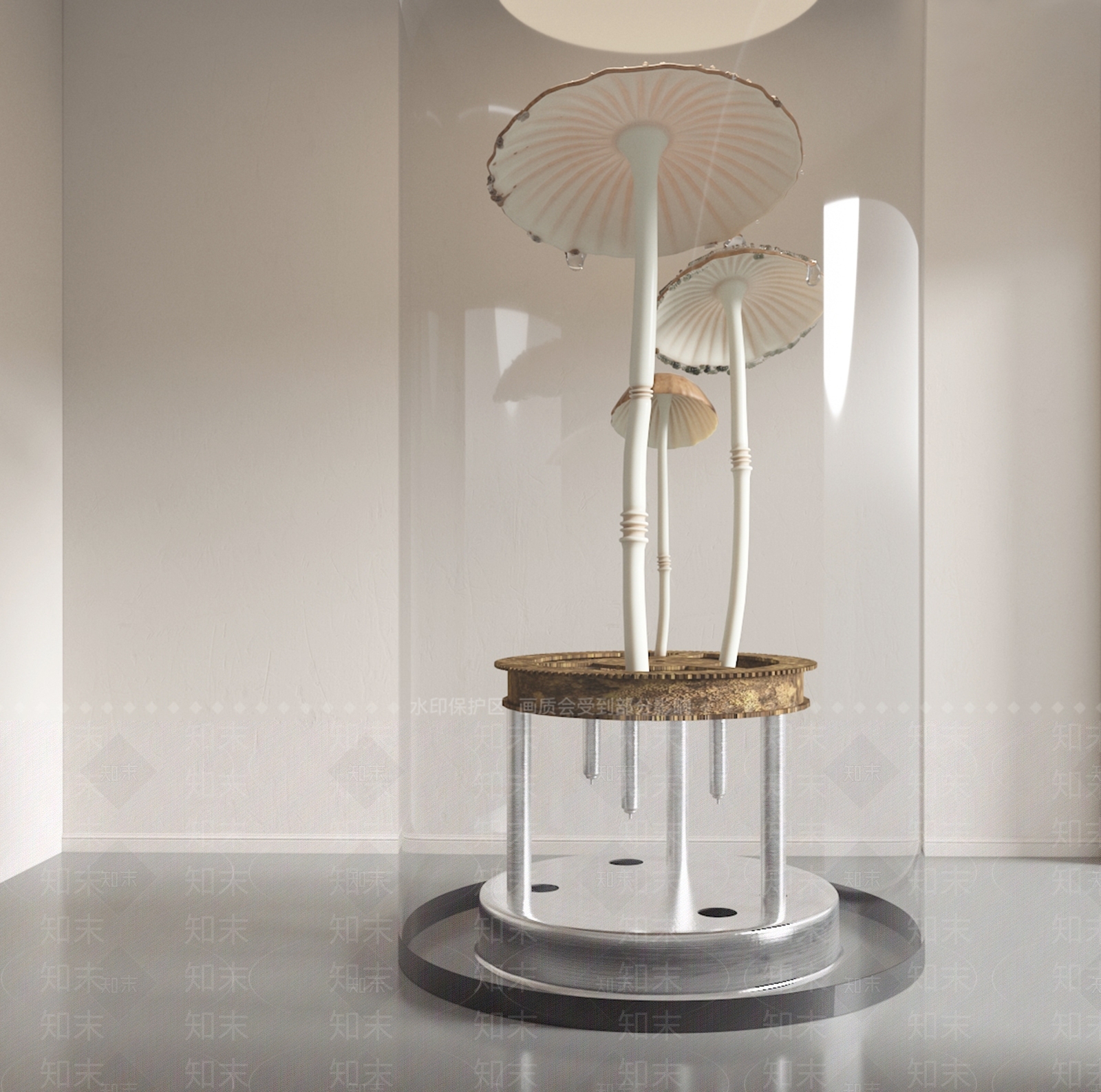 现代蘑菇造型艺术雕塑装置SU模型下载【ID:1159355445】