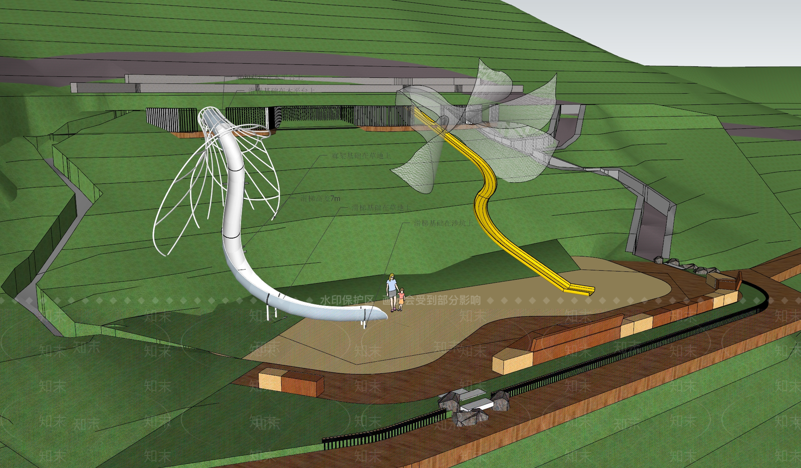 坡地花朵滑梯SU模型下载【ID:1159356807】