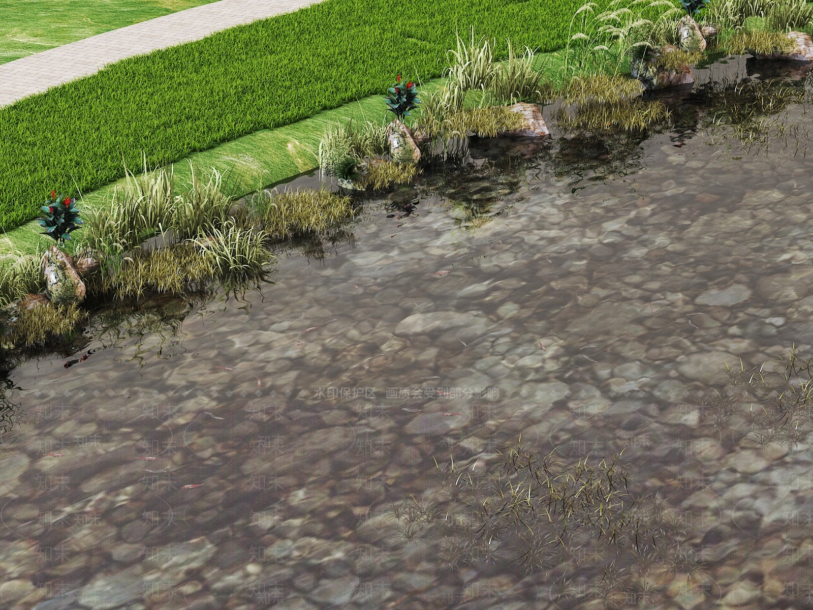 现代河道景观3D模型下载【ID:1159357382】