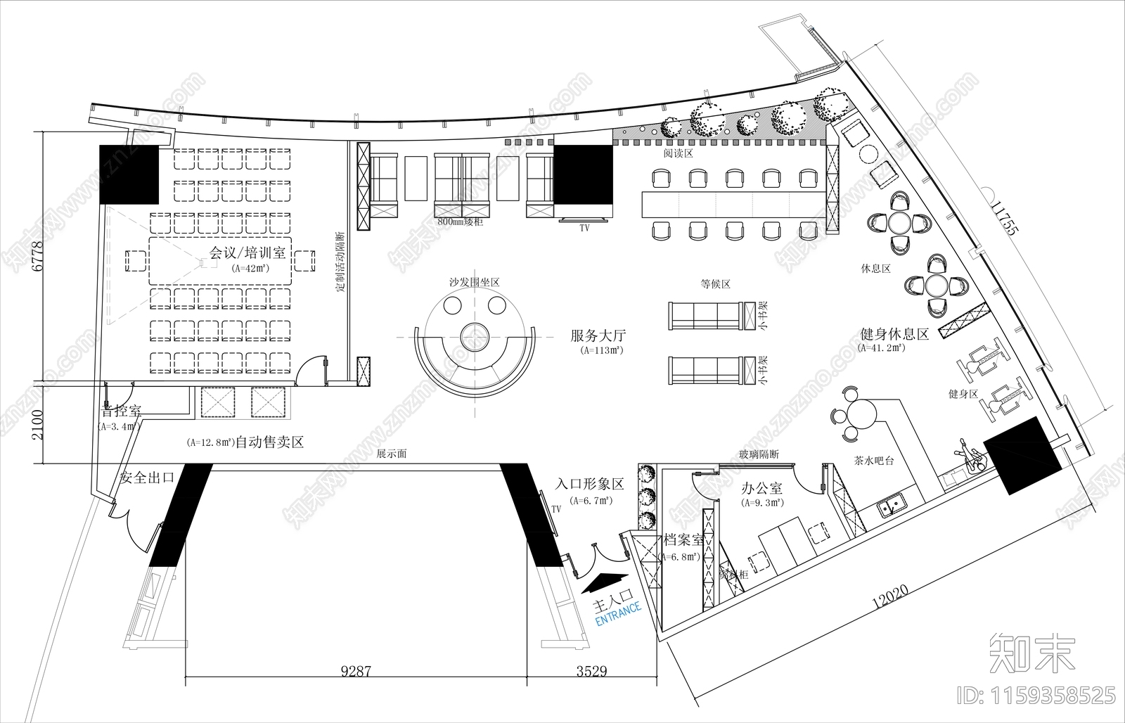 260㎡职工之家党建活动中心平面布置图施工图下载【ID:1159358525】