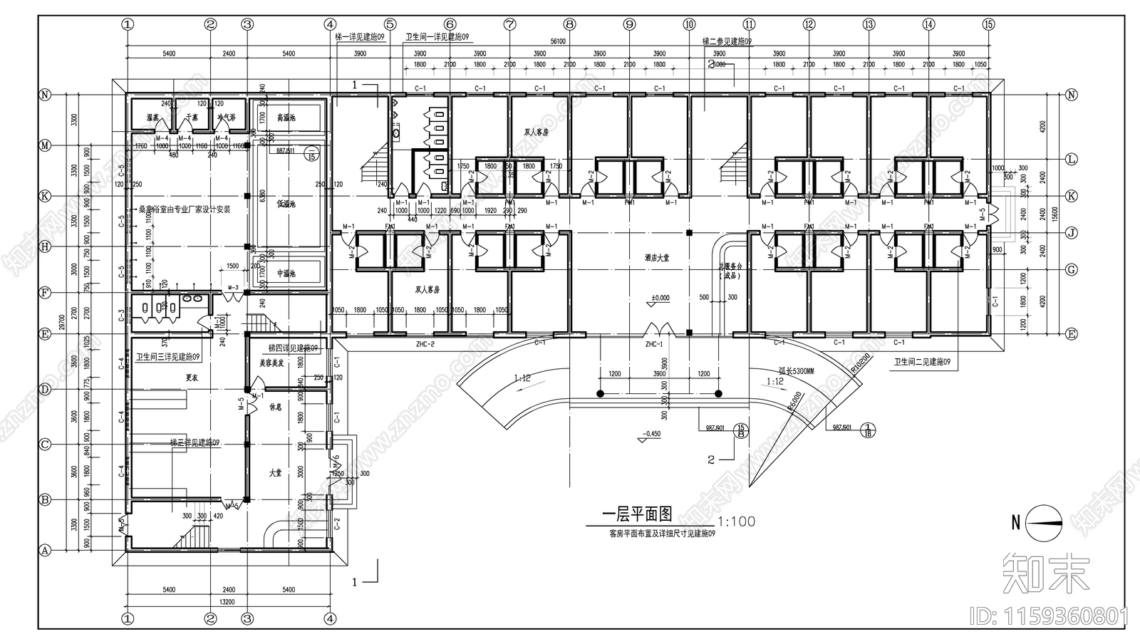 酒店全套图纸cad施工图下载【ID:1159360801】