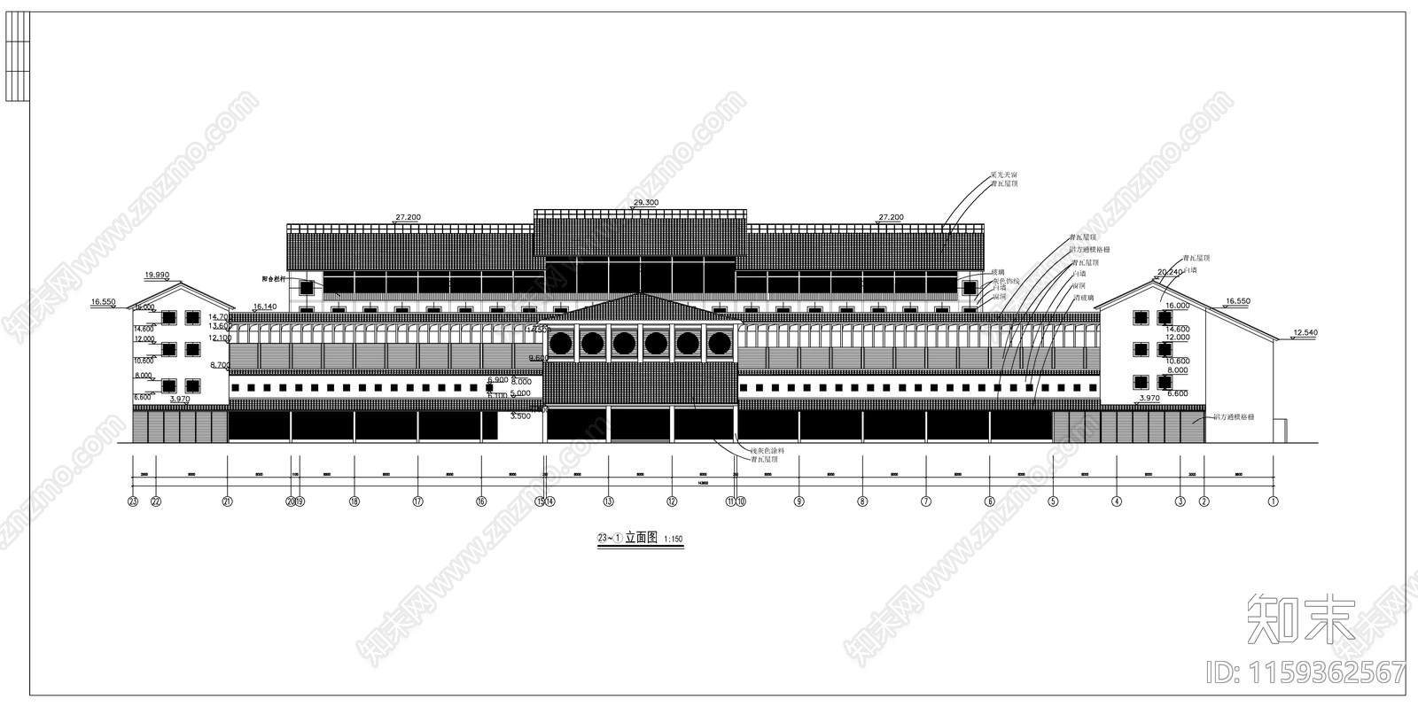 大型酒店建筑设计图cad施工图下载【ID:1159362567】