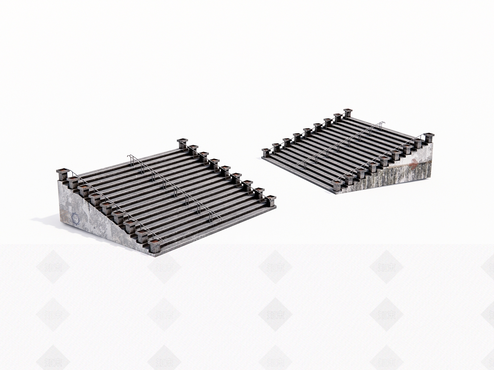 现代户外石头台阶3D模型下载【ID:1159362348】