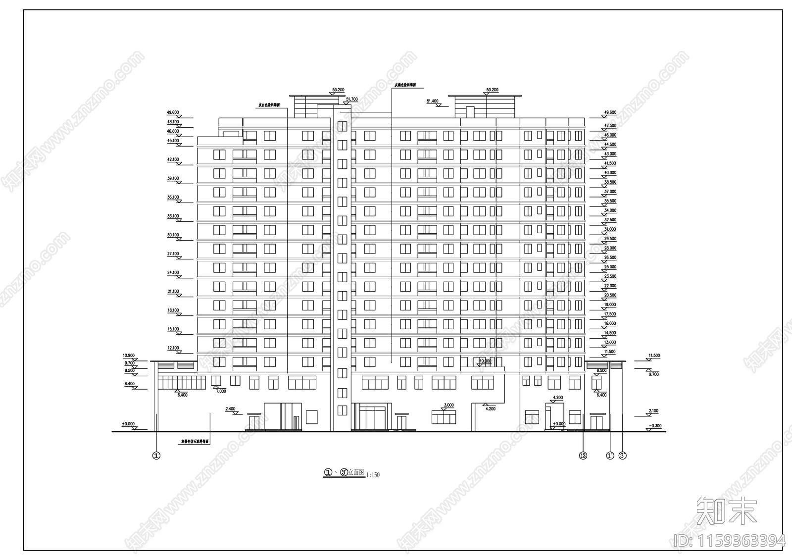 弧形住宅建筑cad施工图下载【ID:1159363394】