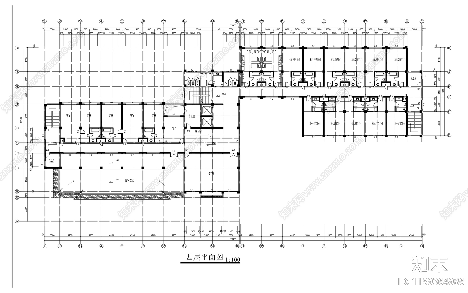 酒店建筑cad施工图下载【ID:1159364986】