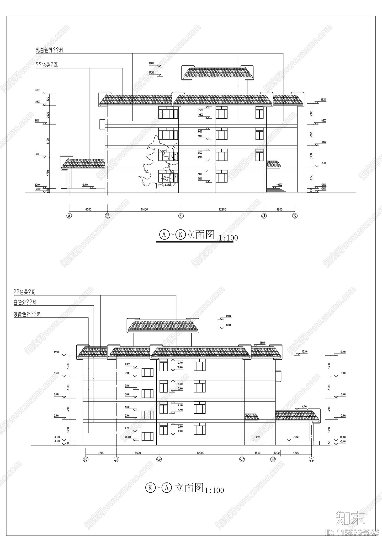 酒店建筑cad施工图下载【ID:1159364986】