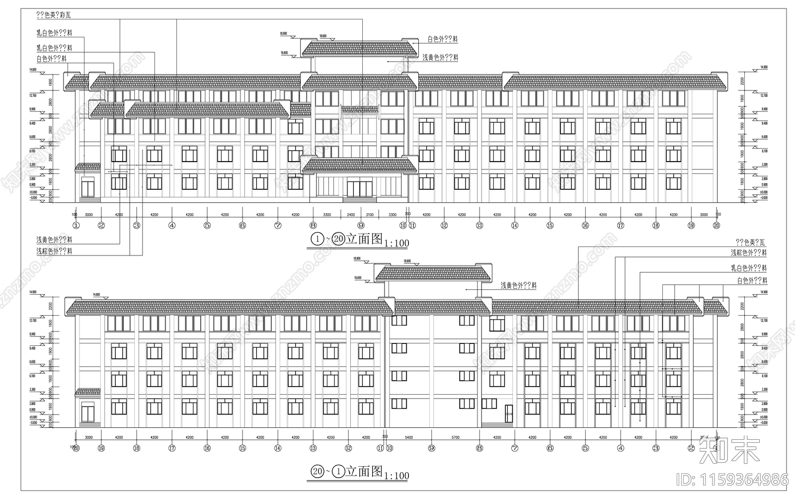 酒店建筑cad施工图下载【ID:1159364986】