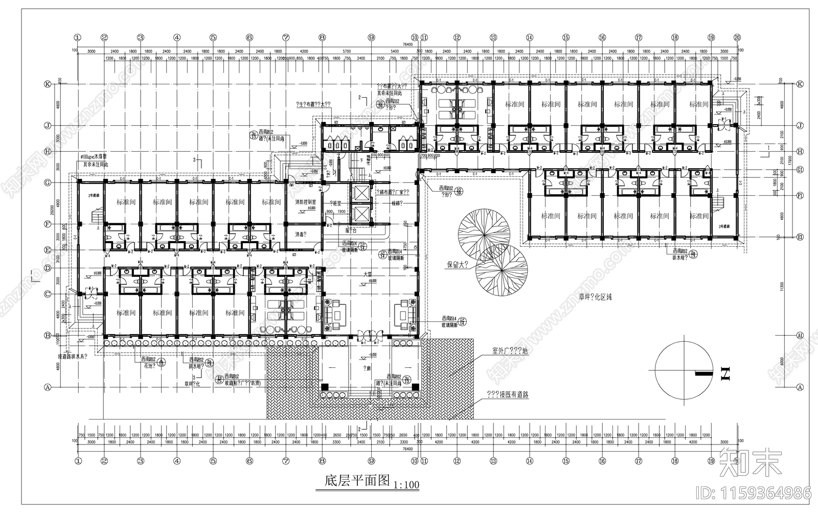 酒店建筑cad施工图下载【ID:1159364986】