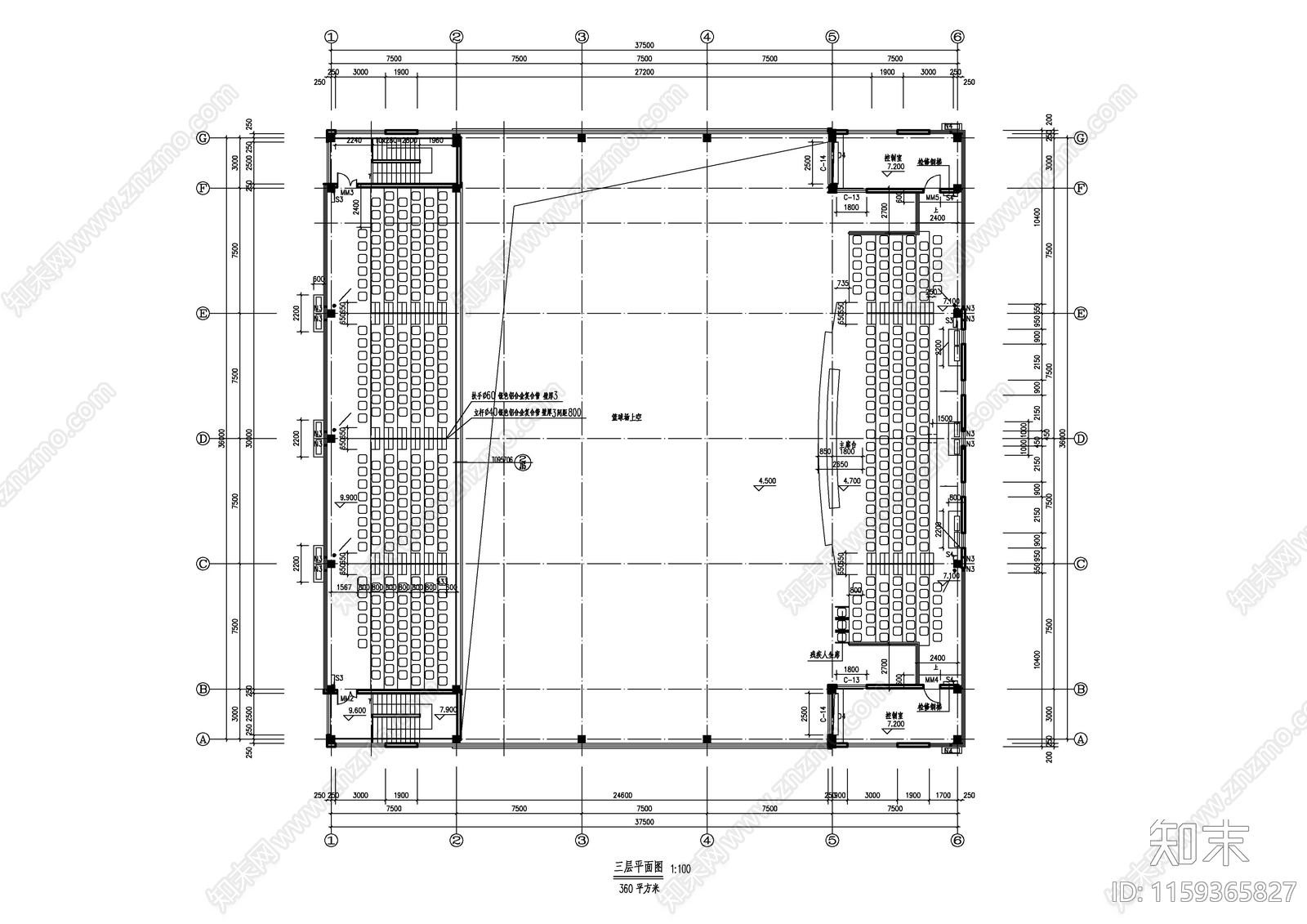 体育馆建筑cad施工图下载【ID:1159365827】