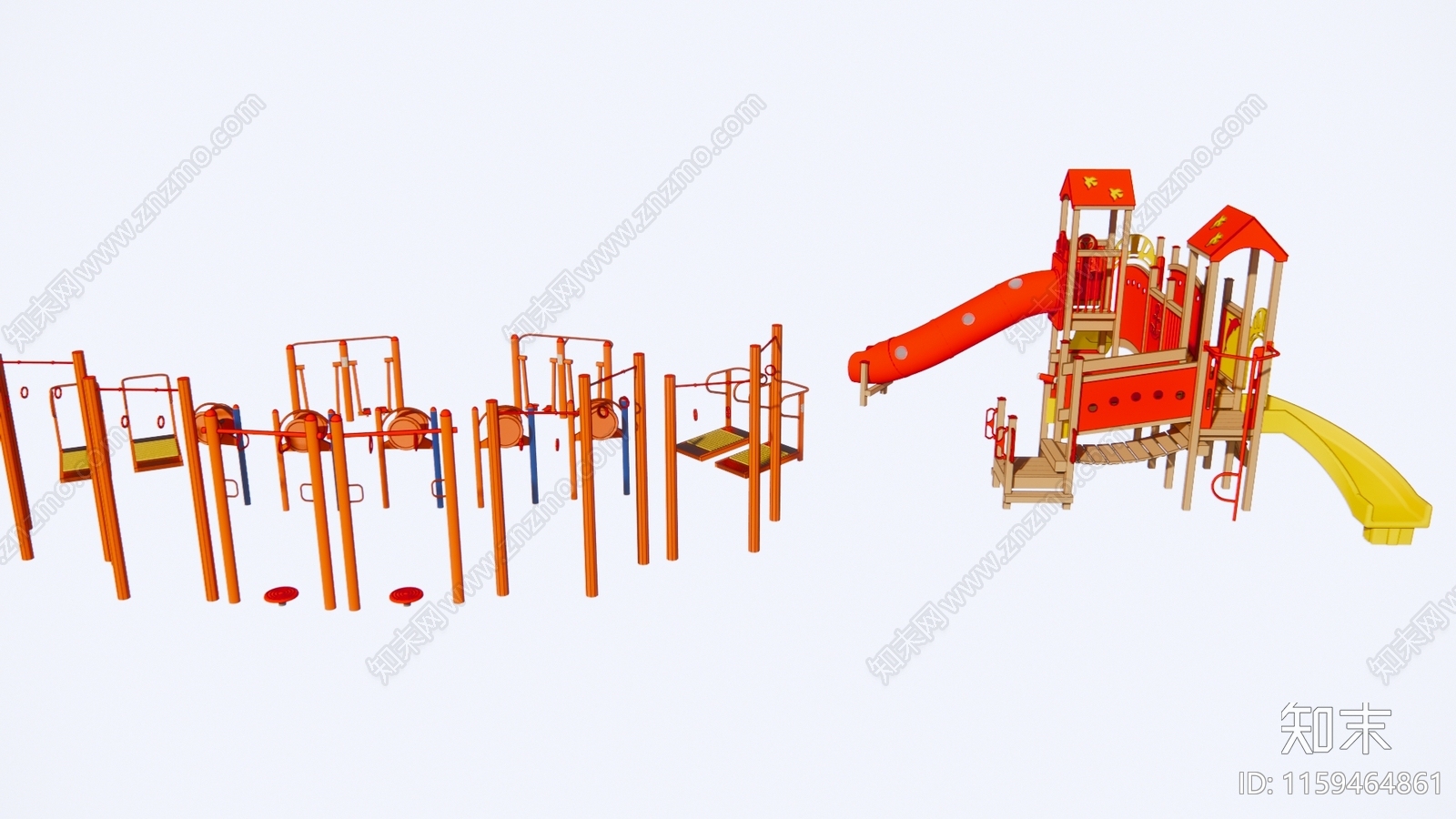 现代橙色系列儿童活动设施SU模型下载【ID:1159464861】