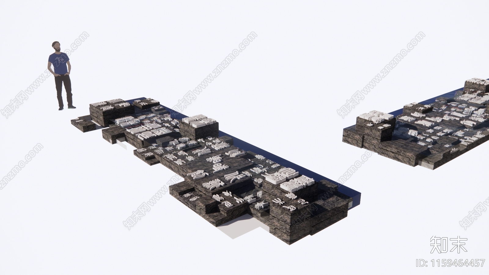 中式活字印刷束地刻景观SU模型下载【ID:1159464457】